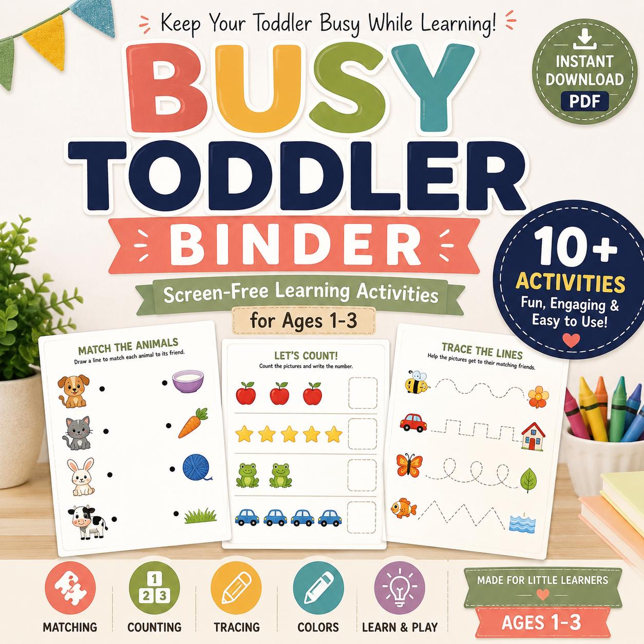 Busy Toddler Binder – Homeschool Learning Activities (PDF Pattern)