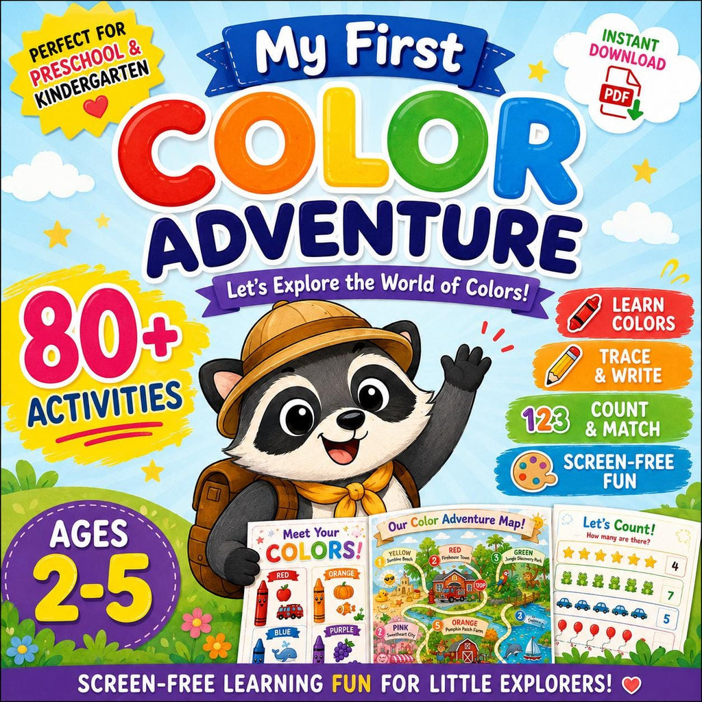Toddler Color Workbook | Preschool Learning Activities, Homeschool Printable (PDF)